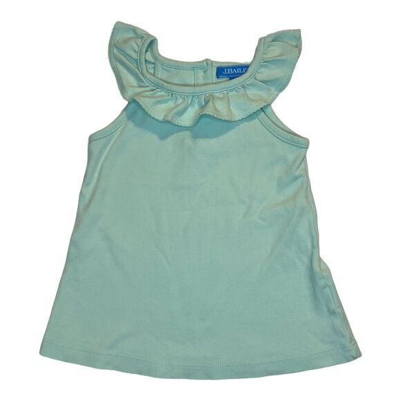 J. Bailey Ruffled Collared Tank Top Girl's Size 5 Mint Green - Picture 1 of 4
